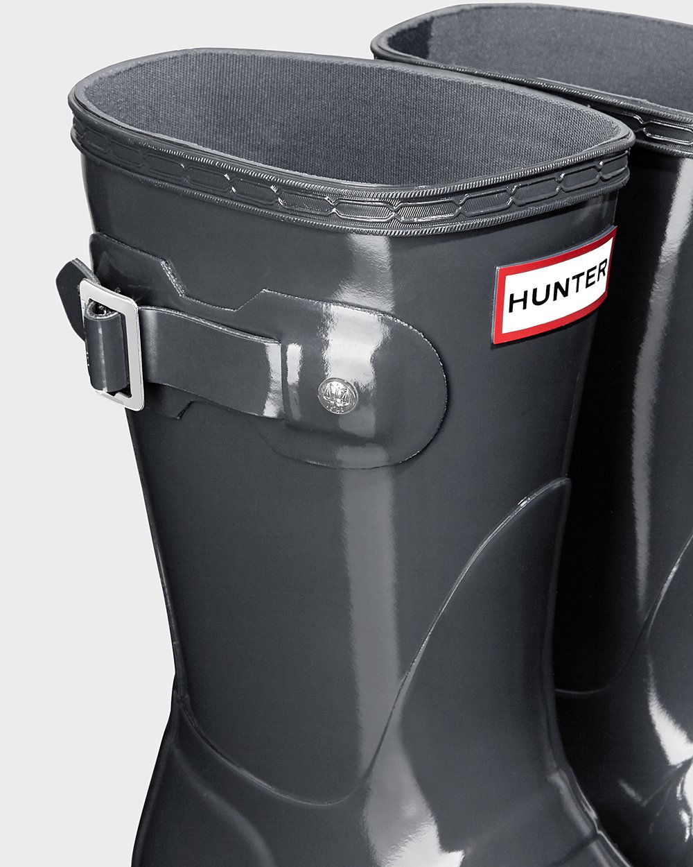 Womens Hunter Original Gloss - Short Rain Boots Grey - 4278-KJUPM